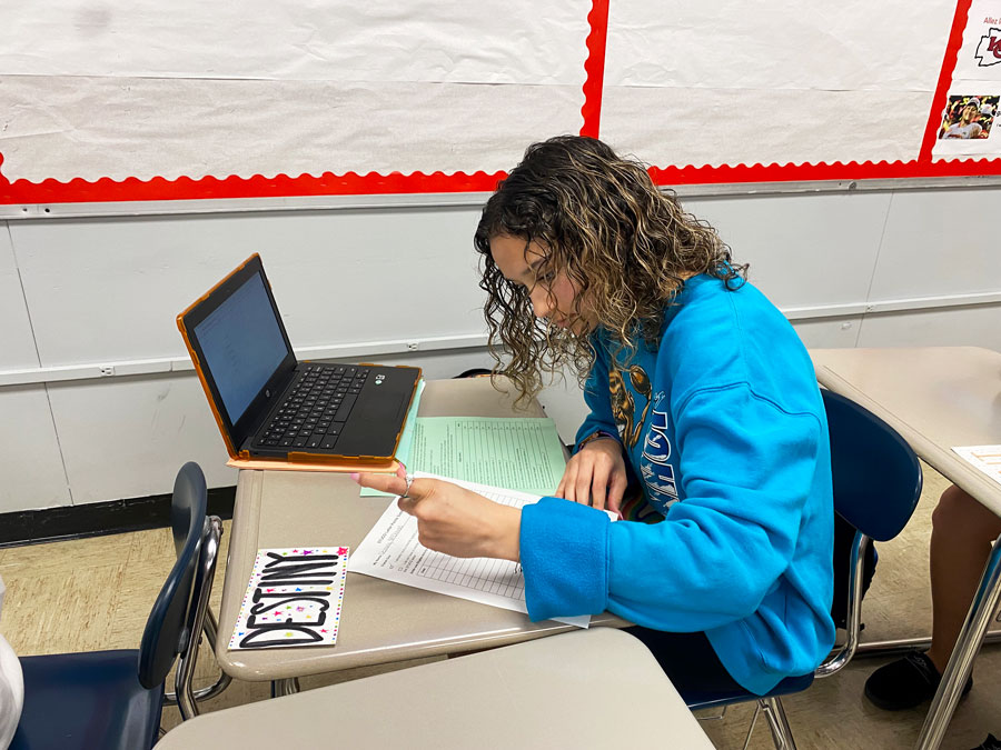 PLANNING. President Elect Junior Destiny McDonald works on future projects for Student Council. She begins her term at the start of the 2023-2024 school year. “I can’t wait to work with the other people in STUCO next year,” McDonald said.